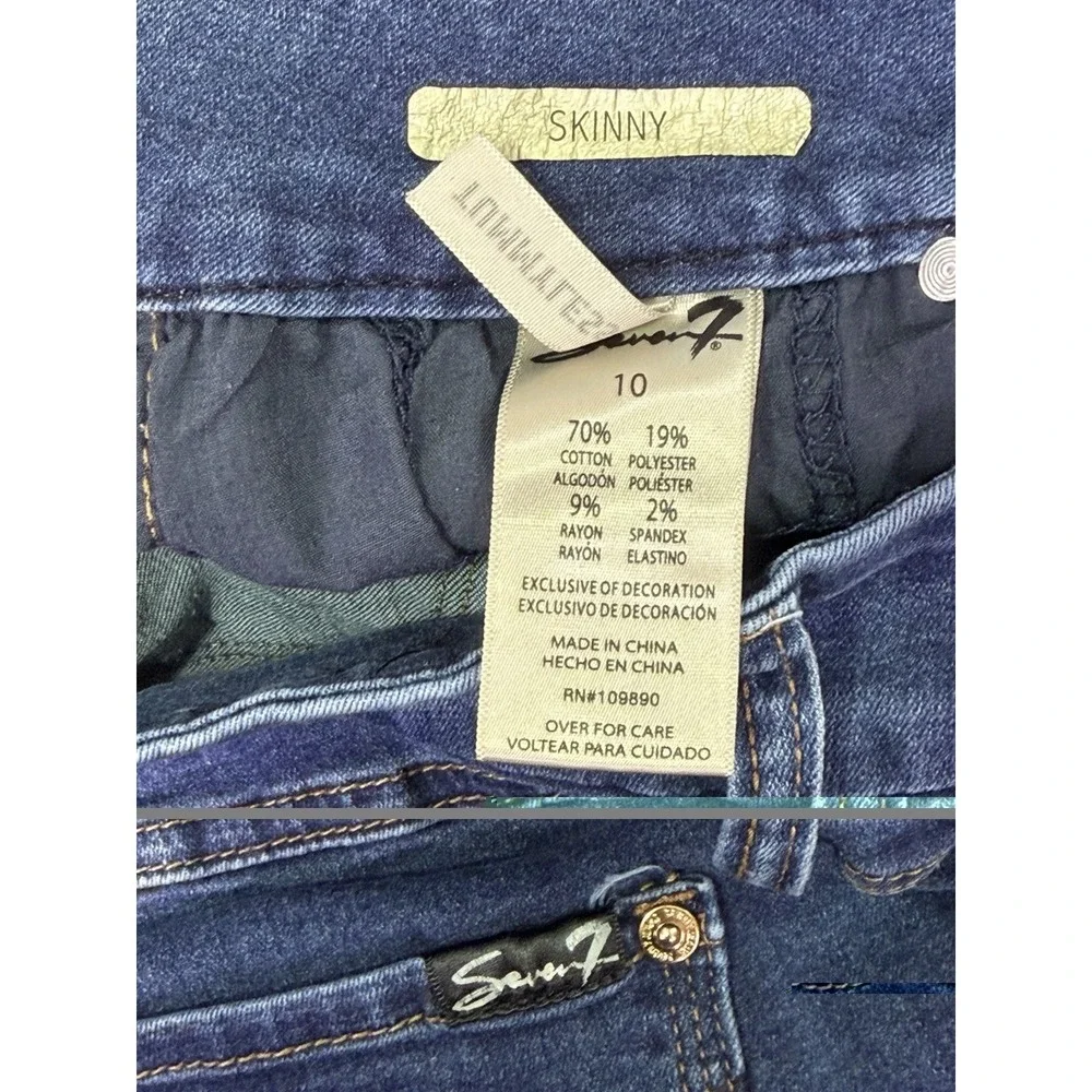 Seven7 Jeans Womens 10 Blue Denim Skinny Tummyless Dark Wash Mid Rise Stretch